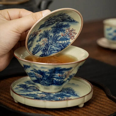 Jindezhen Ice Crackle Sancai Gaiwan [Jiangshan Ke Ran Series – Straw Hat] 130ml