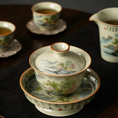 Jindezhen Ice Crackle Sancai Gaiwan [Zhi Ci Qinglu Series – Jiangjun] 165ml