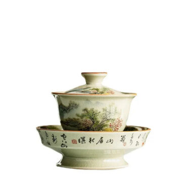 Jindezhen Ice Crackle Sancai Gaiwan [Zhi Ci Qinglu Series – Jiangjun] 165ml