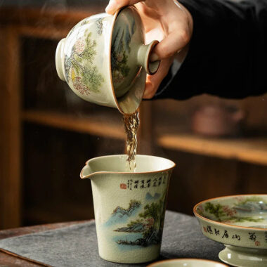 Jindezhen Ice Crackle Sancai Gaiwan [Zhi Ci Qinglu Series – Jiangjun] 165ml