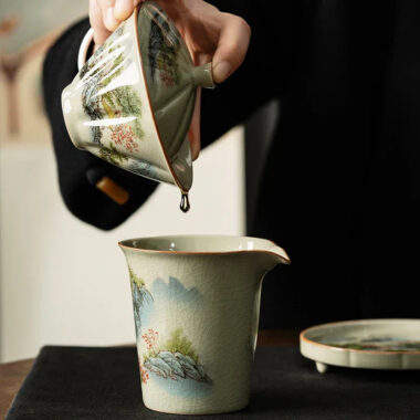 Jindezhen Ice Crackle Sancai Gaiwan [Zhi Ci Qinglu Series – Straw Hat] 130ml