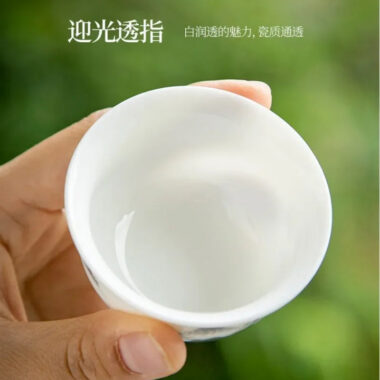 Mutton Fat Jade White Porcelain Tea Cup Gift Set [Sunrise]