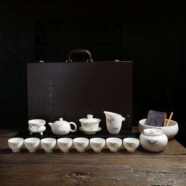 Mutton Fat Jade White Porcelain Tea Gift Set [Shangshan Ruoshui]