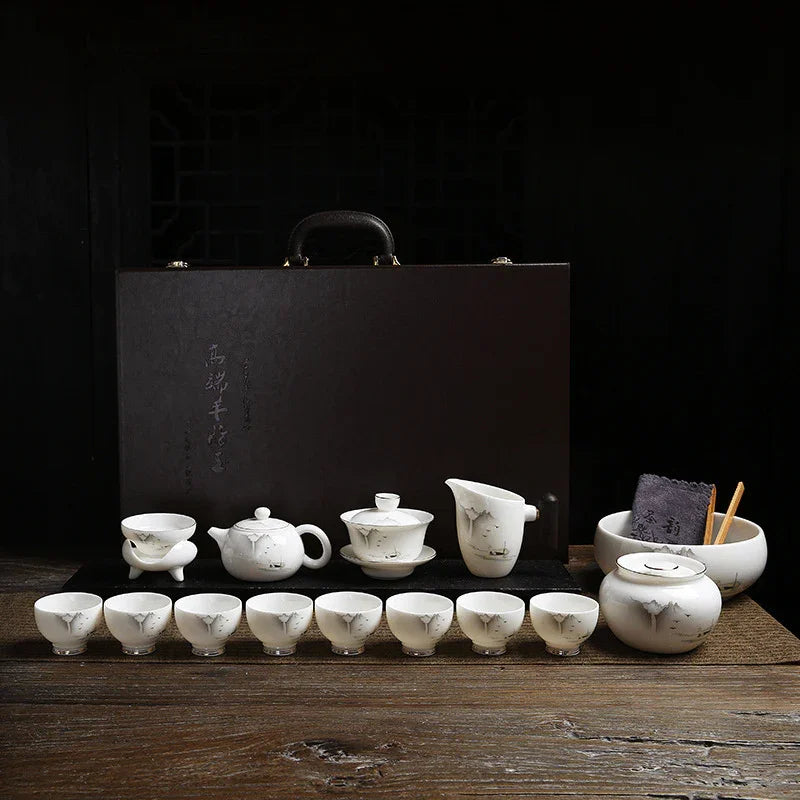 Mutton Fat Jade White Porcelain Tea Gift Set [Shangshan Ruoshui]
