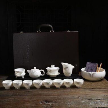 Mutton Fat Jade White Porcelain Tea Gift Set [Shangshan Ruoshui]