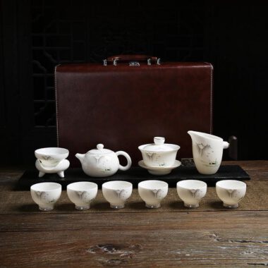 Mutton Fat Jade White Porcelain Tea Gift Set [Shangshan Ruoshui]
