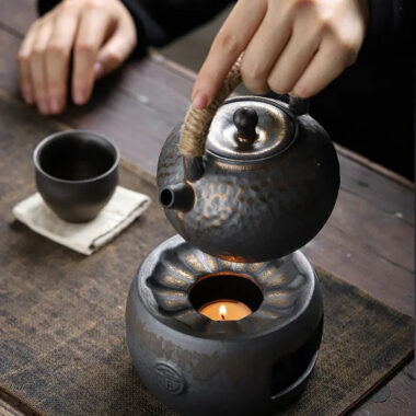 Retro Gilded Ceramic [Hammer Pattern Tiliang Teapot] 450ml