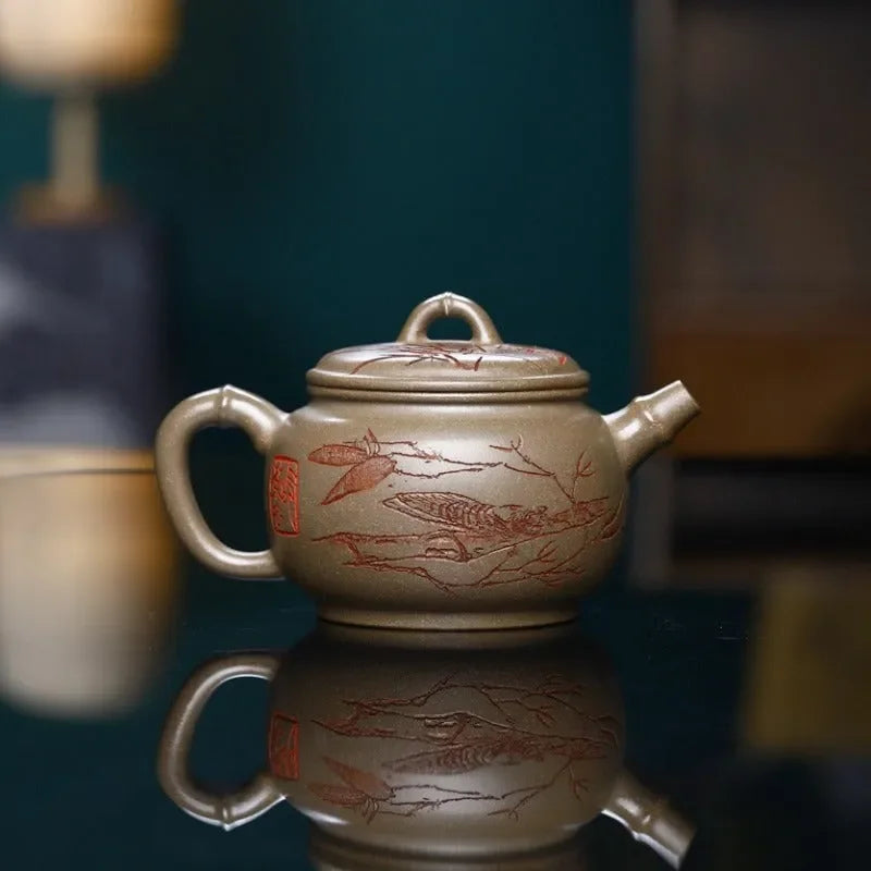 Yixing Zisha Teapot [Bamboo Breeze] (Qinghua Duan Ni – 200ml)