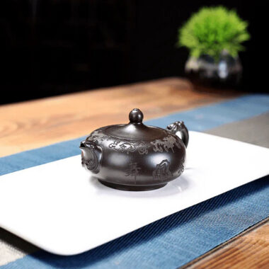 Yixing Zisha Teapot [Dancing Dragon] (Hei Ni – 220ml)