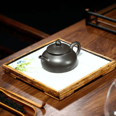 Yixing Zisha Teapot [Han Bian] (Hei Zhu Ni – 190ml)