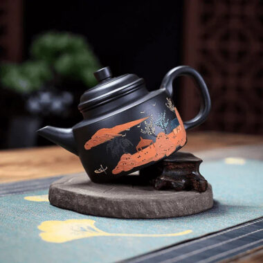 Yixing Zisha Teapot [Landscape DeZhong] (Hei Zhu Ni – 260ml)
