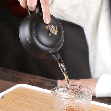 Yixing Zisha Teapot Set [Lotus Pond Moonlight] (Hei Zhu Ni – 260ml)
