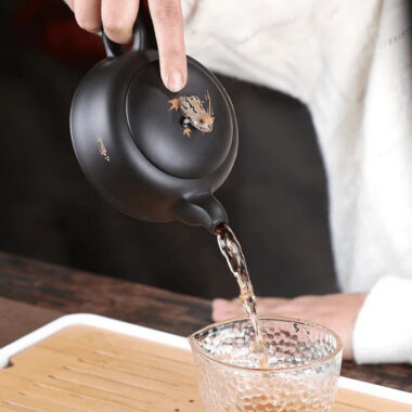 Yixing Zisha Teapot Set [Lotus Pond Moonlight] (Hei Zhu Ni – 260ml)
