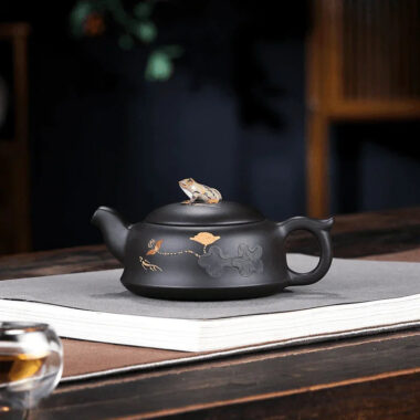 Yixing Zisha Teapot Set [Lotus Pond Moonlight] (Hei Zhu Ni – 260ml)