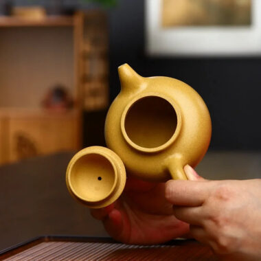 Yixing Zisha Teapot Set [Lotus Seed Pot] (Huangjin Duan Ni – 300ml)