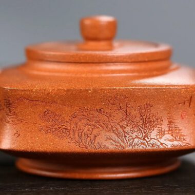 Yixing Zisha Teapot [Sifang Zhou Pan] (Hong Jiang Po Ni – 270ml)