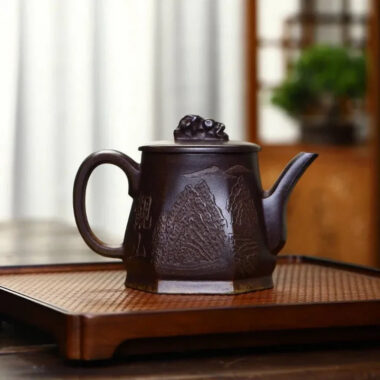 Yixing Zisha Teapot [Taihu Stone Fang Yuan] (Duan Ni Firewood Firing – 300ml)