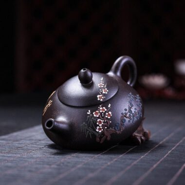 Yixing Zisha Teapot [Three Friends of Winter] (Hei Jin Sha – 160ml)