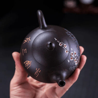 Yixing Zisha Teapot [Three Friends of Winter] (Hei Jin Sha – 160ml)