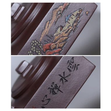Full Handmade Yixing Zisha Shanshui Color Painted Teapot [Fangshan Yishi] (Lao Zi Ni – 200ml)
