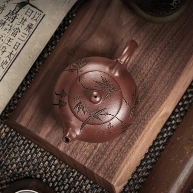 Full Handmade Yixing Zisha Teapot [Bamboo Xishi] (Di Cao Qing – 250ml)
