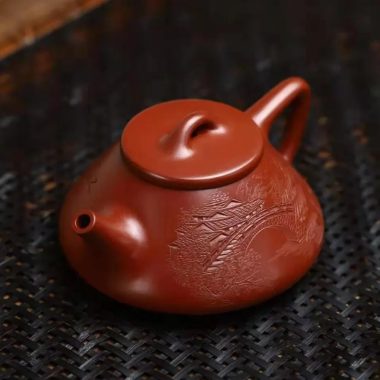 Full Handmade Yixing Zisha Teapot [Jiangnan Ziye Shi Piao Pot] (Dahongpao – 220ml)