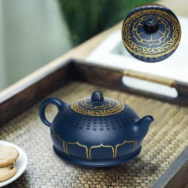 Full Handmade Yixing Zisha Teapot [Jixiang Jinlian] (Tian Qing Ni – 350ml)
