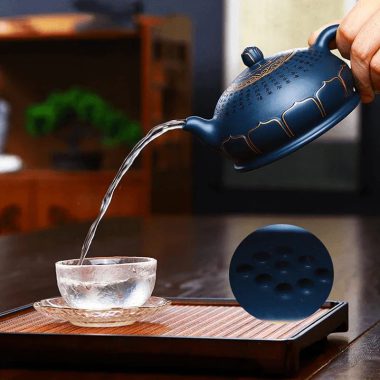 Full Handmade Yixing Zisha Teapot [Jixiang Jinlian] (Tian Qing Ni – 350ml)