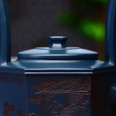 Full Handmade Yixing Zisha Teapot [Liufang Tiliang Pot] (Tian Qing Ni – 280ml)