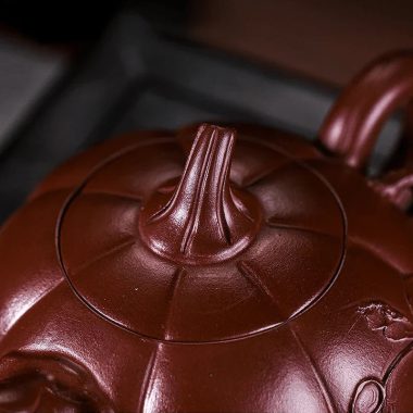 Full Handmade Yixing Zisha Teapot [Pumpkin] (Zi Ni – 380ml)