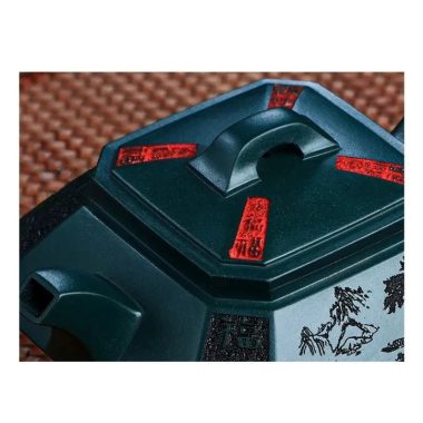 Full Handmade Yixing Zisha Teapot [Sifang Zhufu] (Lao Mo Lu Ni – 300ml)