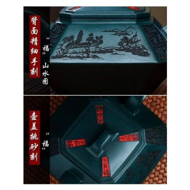 Full Handmade Yixing Zisha Teapot [Sifang Zhufu] (Lao Mo Lu Ni – 300ml)
