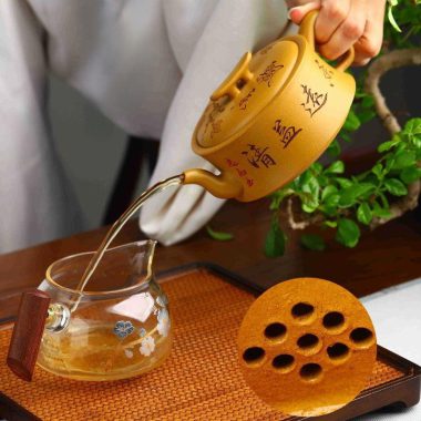 Full Handmade Yixing Zisha Teapot [Xiangyuan Yiqing] (Huangjin Duan – 300ml)
