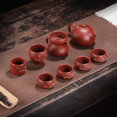 Yixing Zisha Teapot Set [Plum Blossom Xishi] (Dahongpao – 260ml)