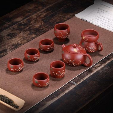 Yixing Zisha Teapot Set [Plum Blossom Xishi] (Dahongpao – 260ml)