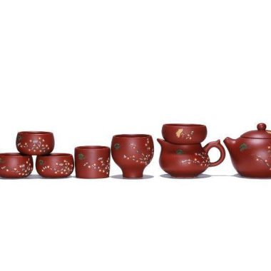 Yixing Zisha Teapot Set [Plum Blossom Xishi] (Dahongpao – 260ml)