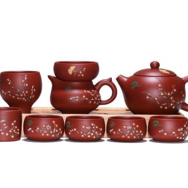 Yixing Zisha Teapot Set [Plum Blossom Xishi] (Dahongpao – 260ml)